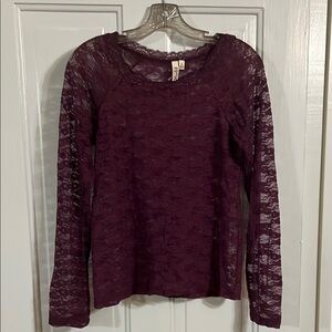 Purple Lace Long Sleeve Top